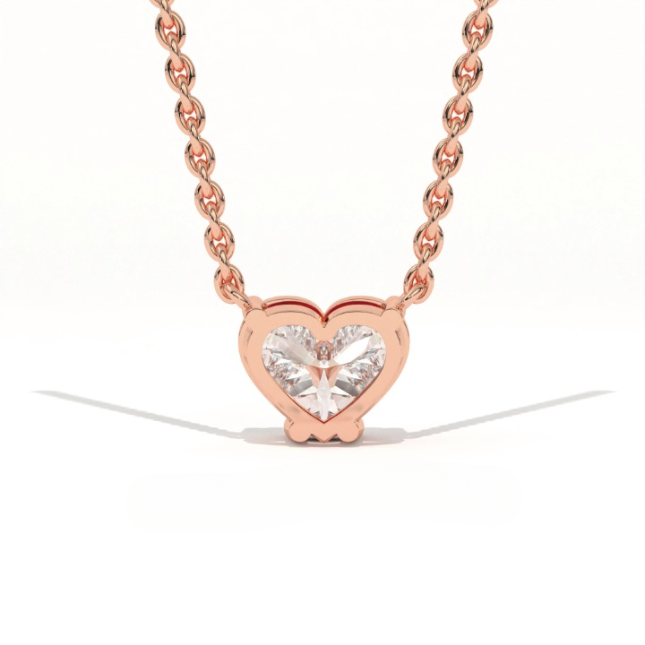Aarinya Amore Heart Pendant, Minimalist Heart Cut Diamond Pendant