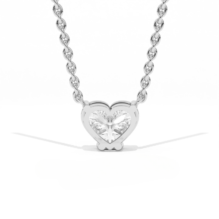 Aarinya Amore Heart Pendant, Minimalist Heart Cut Diamond Pendant