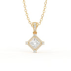 Aarinya Princess-Cut Kite-Set Lab-Grown Diamond Pendant, The Centurion Minimalist Tiered Compass-Set Pendant