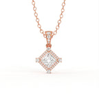 Aarinya Princess-Cut Kite-Set Lab-Grown Diamond Pendant, The Centurion Minimalist Tiered Compass-Set Pendant