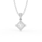 Aarinya Princess-Cut Kite-Set Lab-Grown Diamond Pendant, The Centurion Minimalist Tiered Compass-Set Pendant