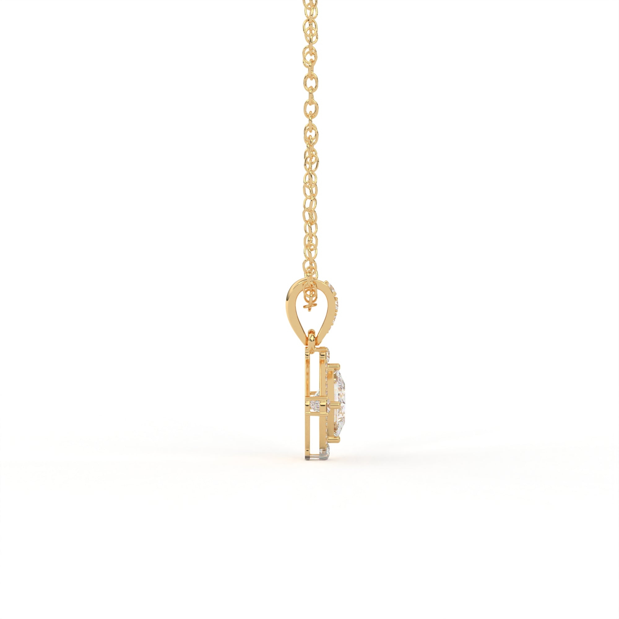 Aarinya Princess-Cut Kite-Set Lab-Grown Diamond Pendant, The Centurion Minimalist Tiered Compass-Set Pendant