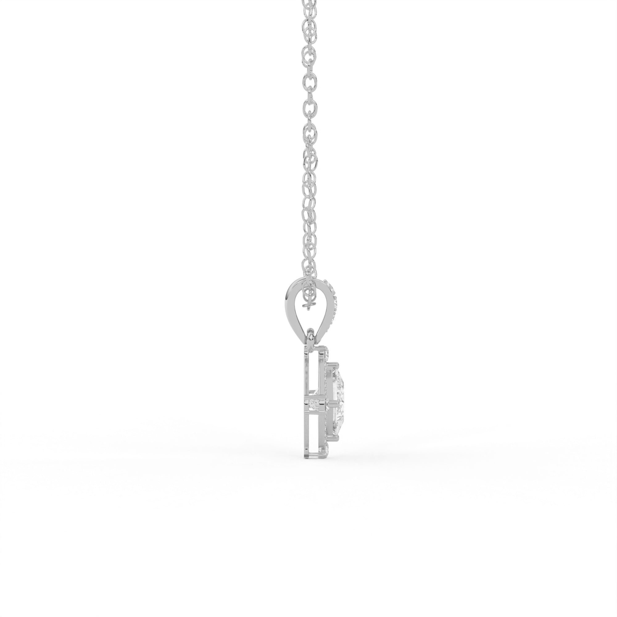 Aarinya Princess-Cut Kite-Set Lab-Grown Diamond Pendant, The Centurion Minimalist Tiered Compass-Set Pendant