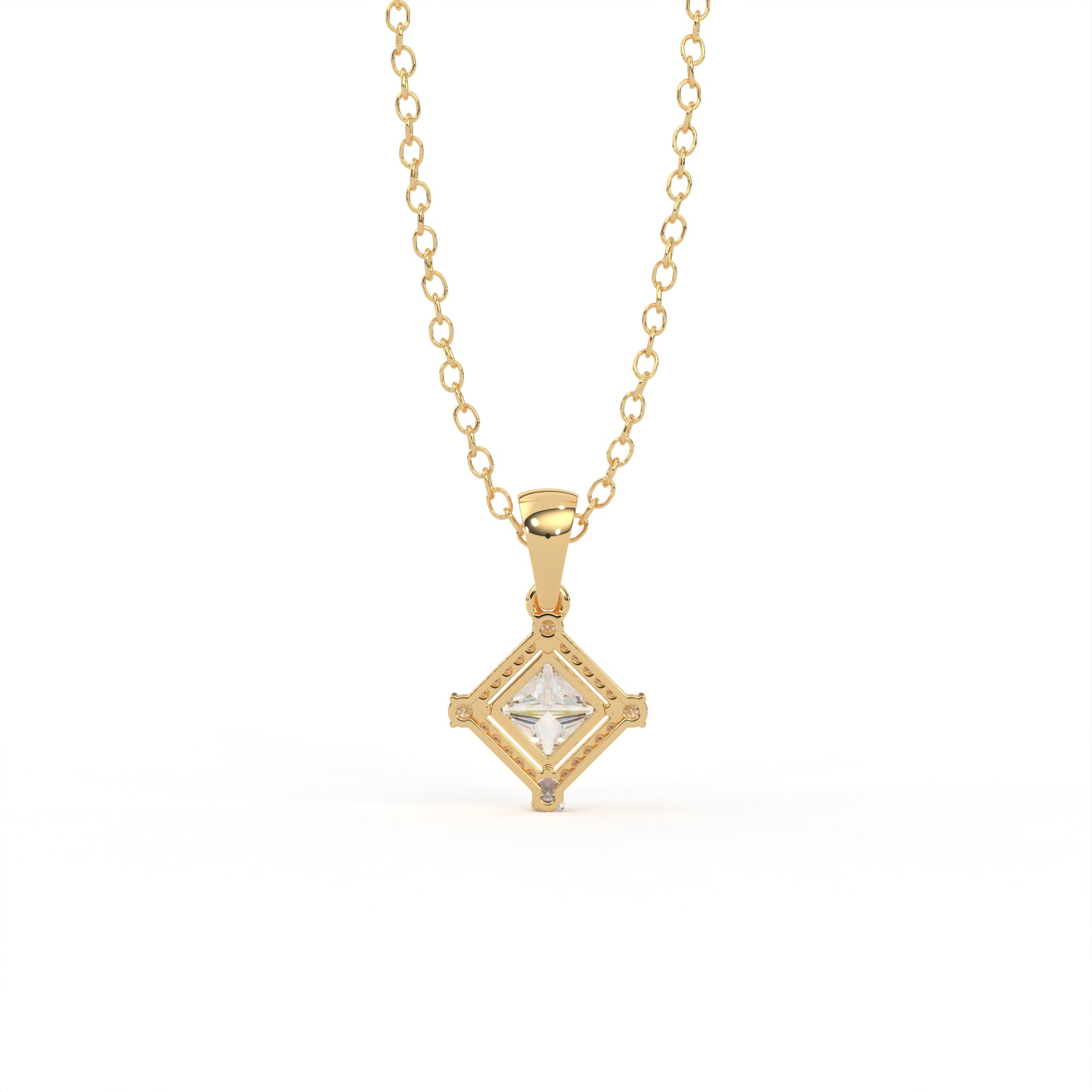 Aarinya Princess-Cut Kite-Set Lab-Grown Diamond Pendant, The Centurion Minimalist Tiered Compass-Set Pendant