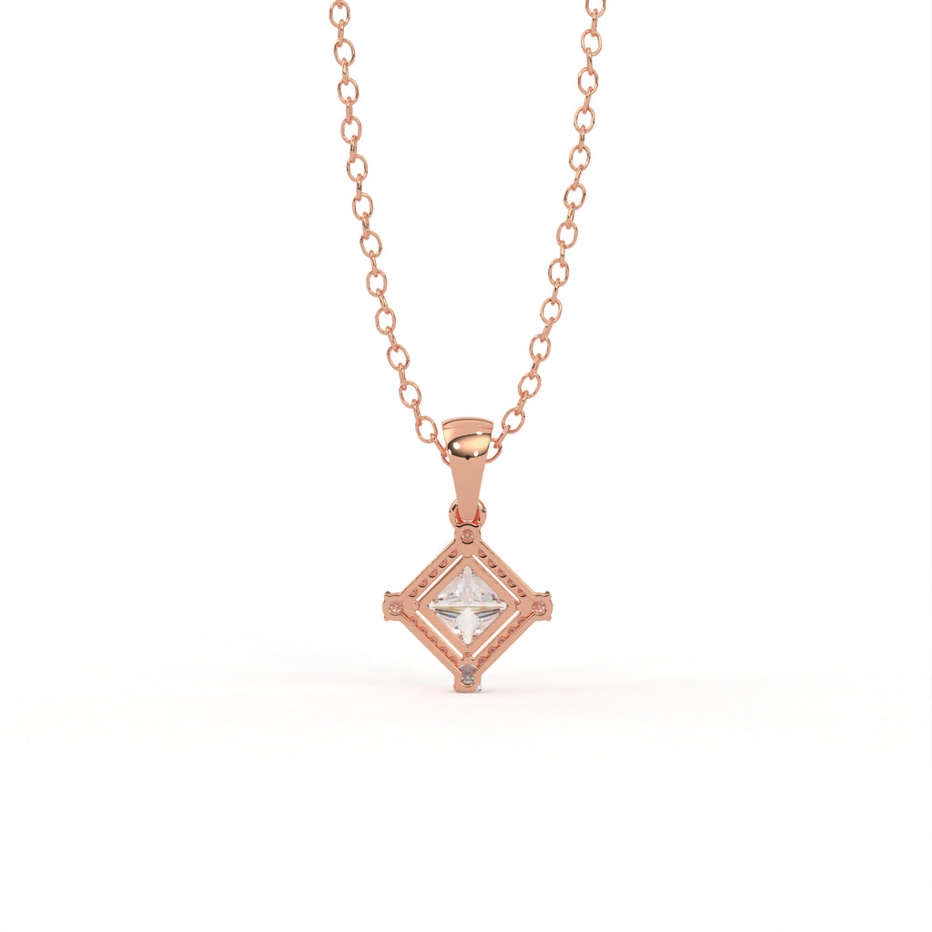 Aarinya Princess-Cut Kite-Set Lab-Grown Diamond Pendant, The Centurion Minimalist Tiered Compass-Set Pendant