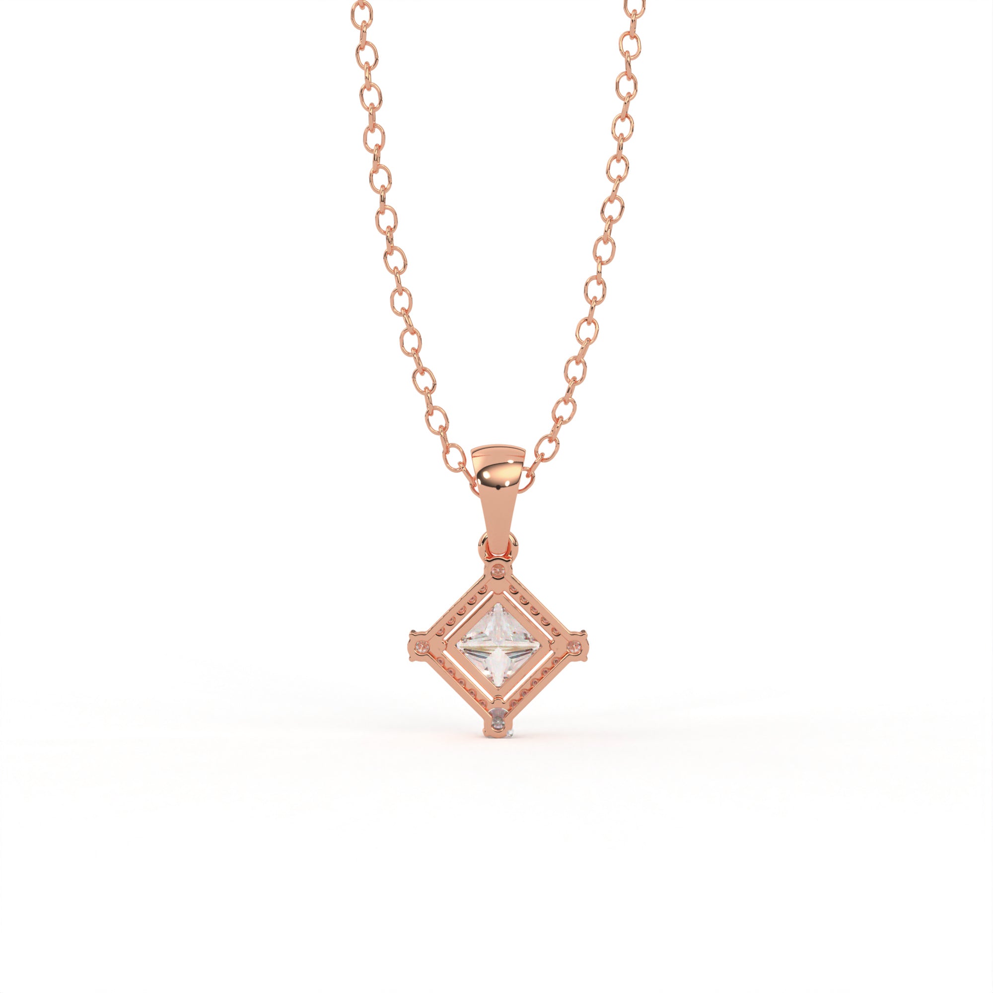Aarinya Princess-Cut Kite-Set Lab-Grown Diamond Pendant, The Centurion Minimalist Tiered Compass-Set Pendant