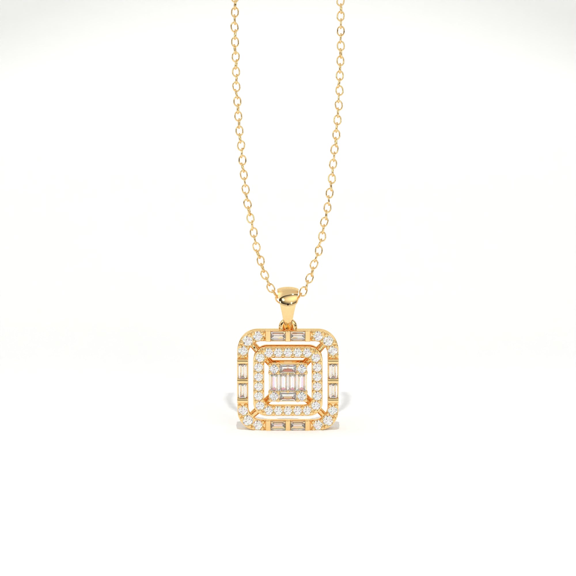Aarinya Centurion Minimalist Stepped Illusion Cushion Pendant