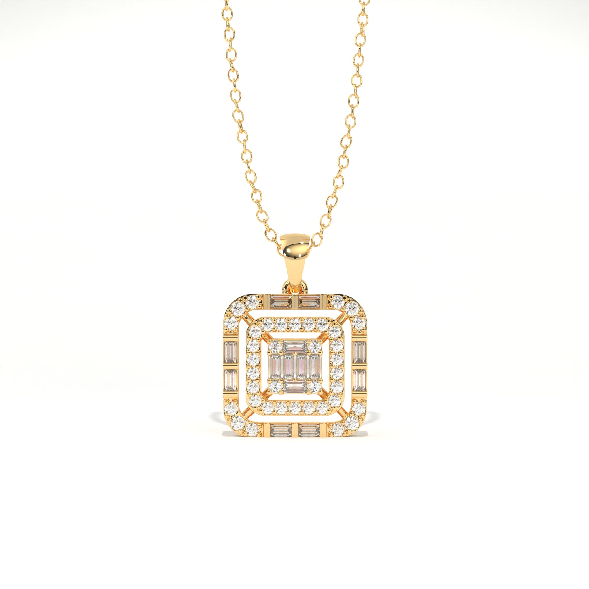 Aarinya Centurion Minimalist Stepped Illusion Cushion Pendant