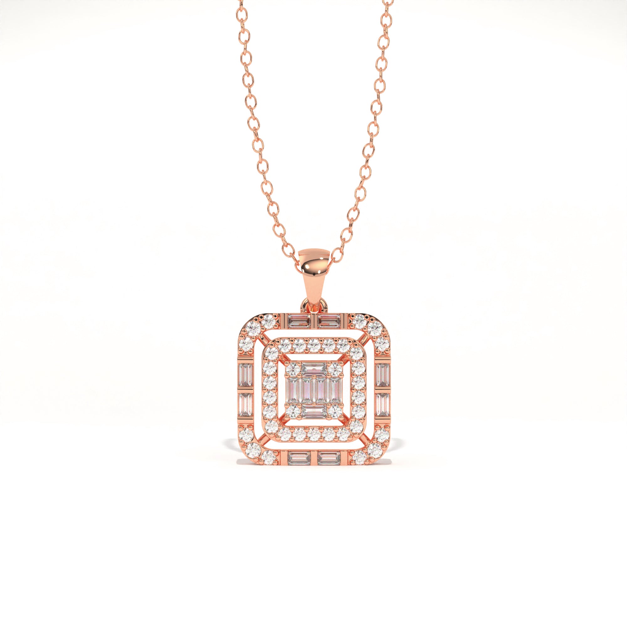 Aarinya Centurion Minimalist Stepped Illusion Cushion Pendant