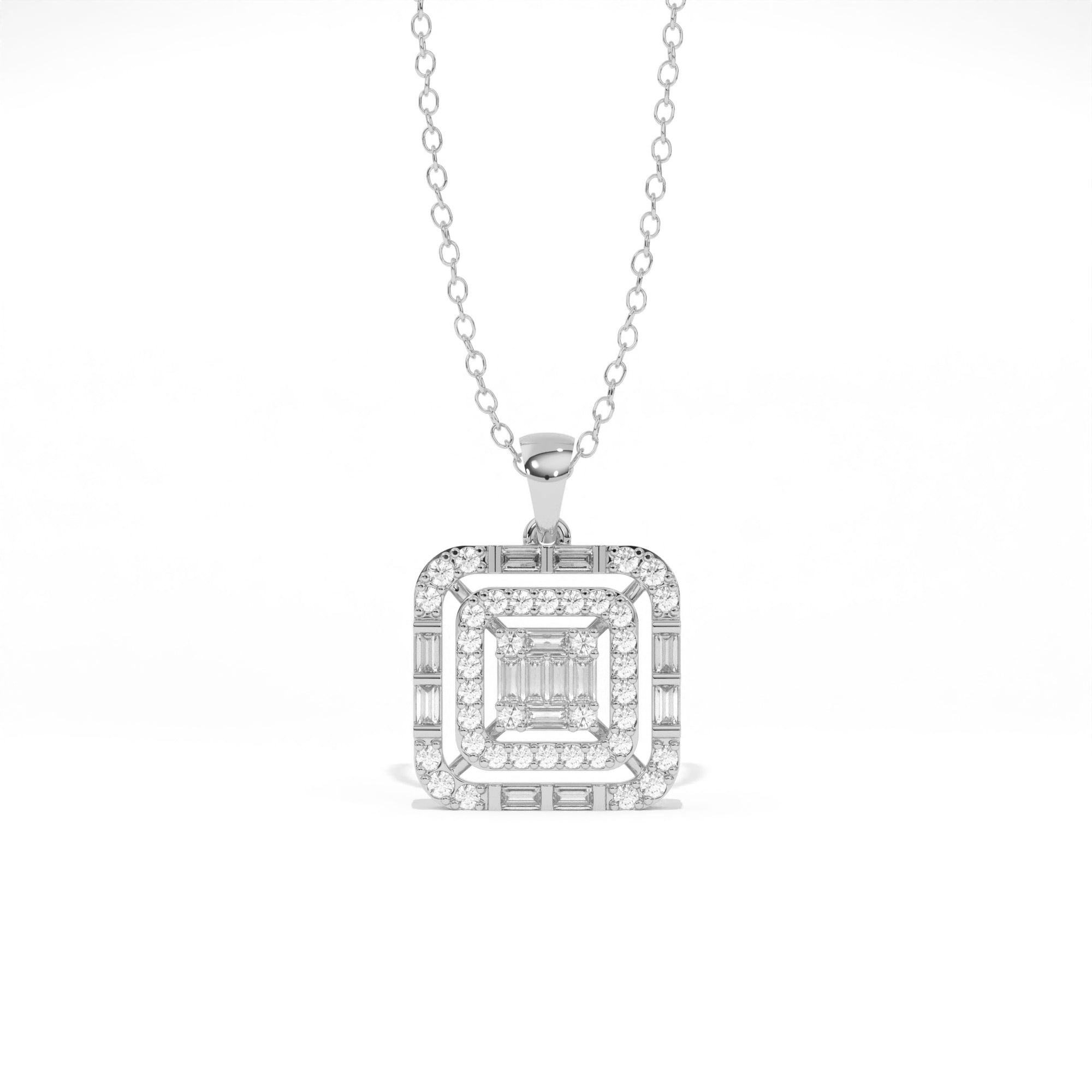 Aarinya Centurion Minimalist Stepped Illusion Cushion Pendant