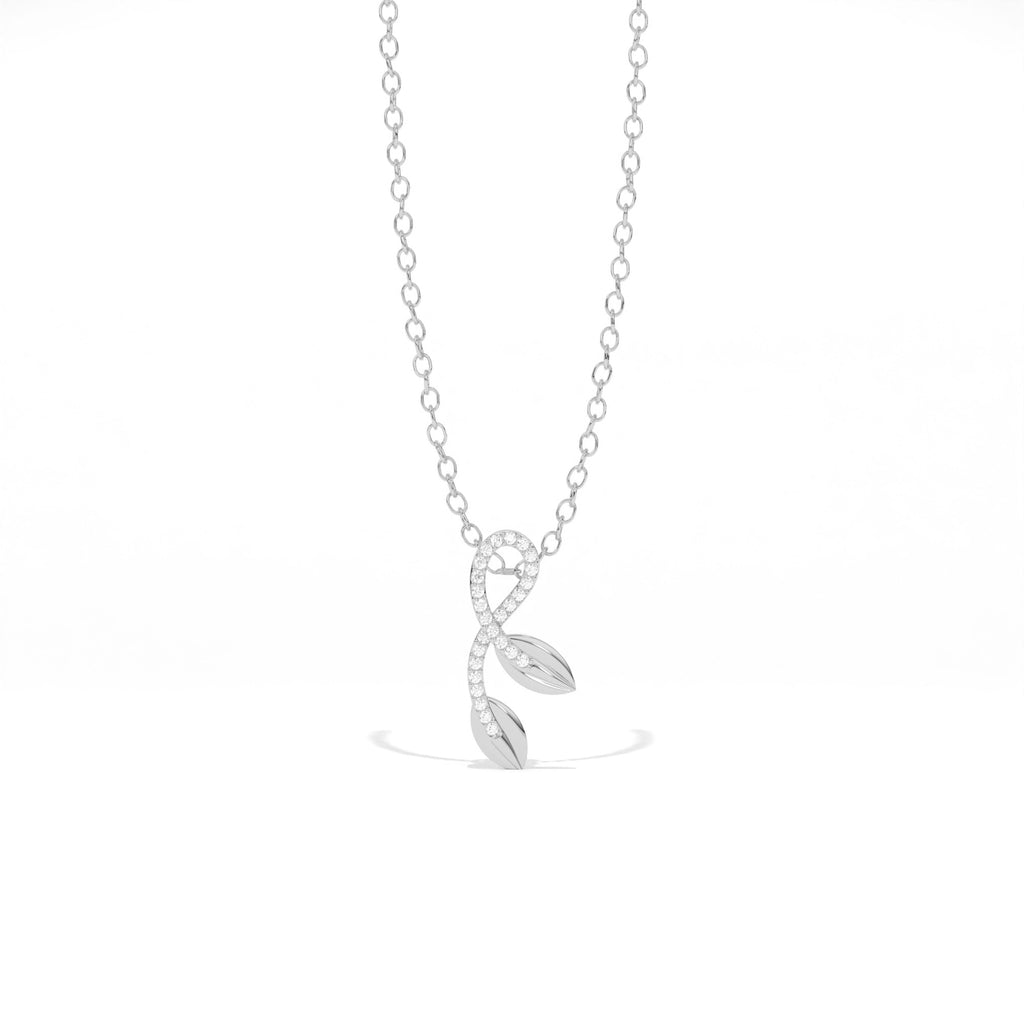 Aarinya Botanical Infinity Vine Lab-Grown Diamond Leaf Pendant, Olive Leaf Infinity Pendant