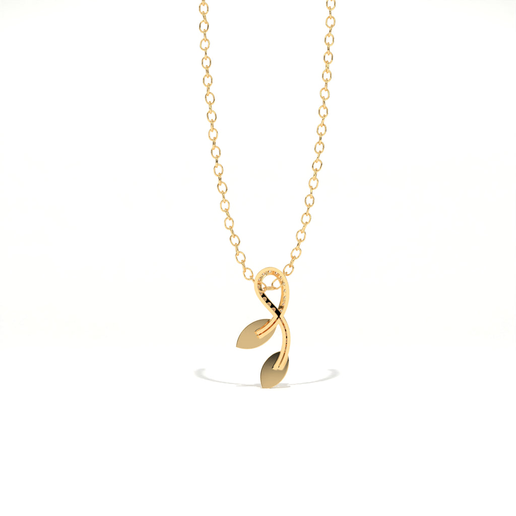 Aarinya Botanical Infinity Vine Lab-Grown Diamond Leaf Pendant, Olive Leaf Infinity Pendant