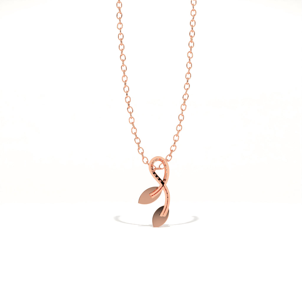 Aarinya Botanical Infinity Vine Lab-Grown Diamond Leaf Pendant, Olive Leaf Infinity Pendant