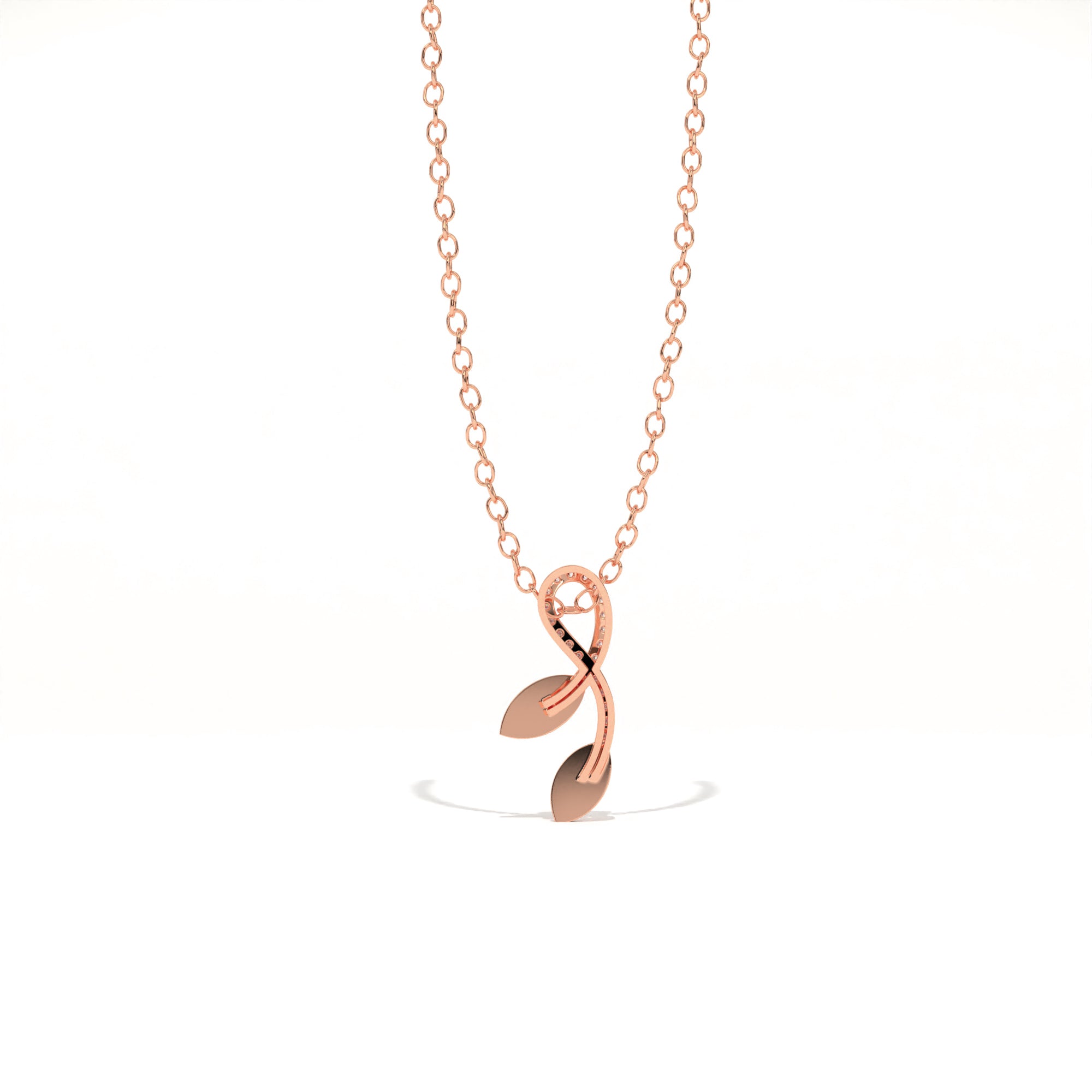 Aarinya Botanical Infinity Vine Lab-Grown Diamond Leaf Pendant, Olive Leaf Infinity Pendant