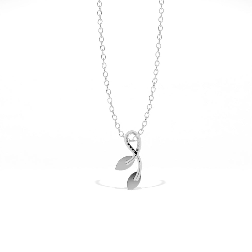 Aarinya Botanical Infinity Vine Lab-Grown Diamond Leaf Pendant, Olive Leaf Infinity Pendant