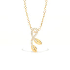 Aarinya Botanical Infinity Vine Lab-Grown Diamond Leaf Pendant, Olive Leaf Infinity Pendant