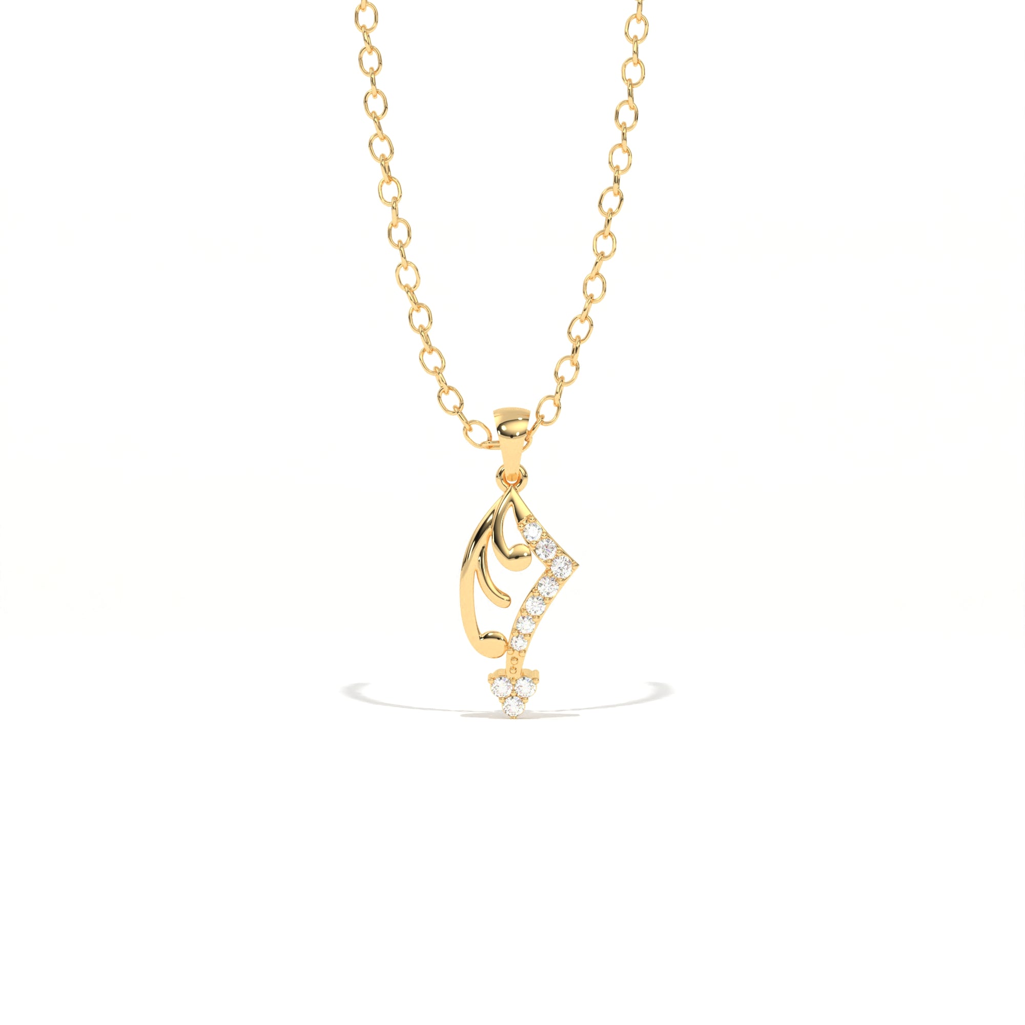 Aarinya Asymmetric Chevron Wave Lab-Grown Diamond Pendant, The Centurion Minimalist Sculpted Openwork Geometric Pendant