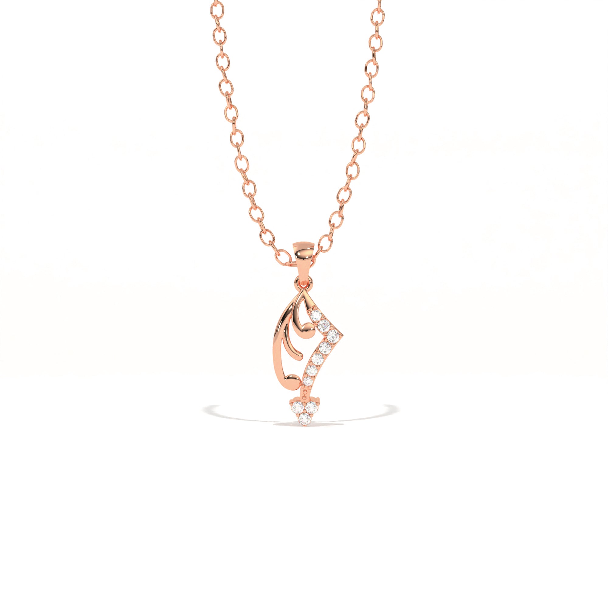 Aarinya Asymmetric Chevron Wave Lab-Grown Diamond Pendant, The Centurion Minimalist Sculpted Openwork Geometric Pendant