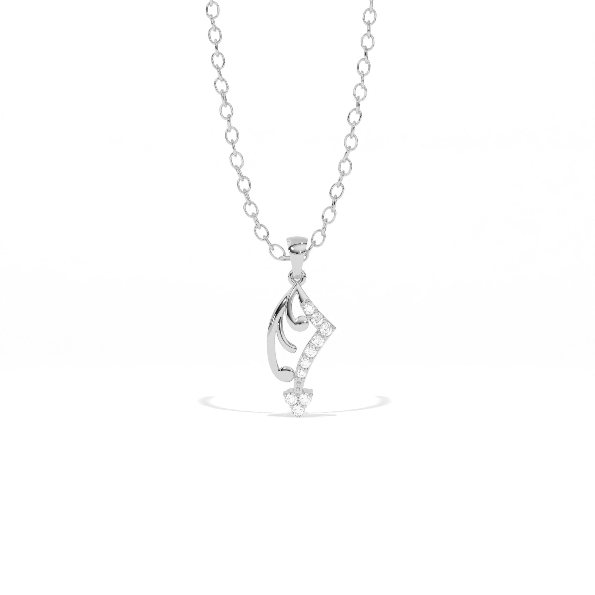 Aarinya Asymmetric Chevron Wave Lab-Grown Diamond Pendant, The Centurion Minimalist Sculpted Openwork Geometric Pendant