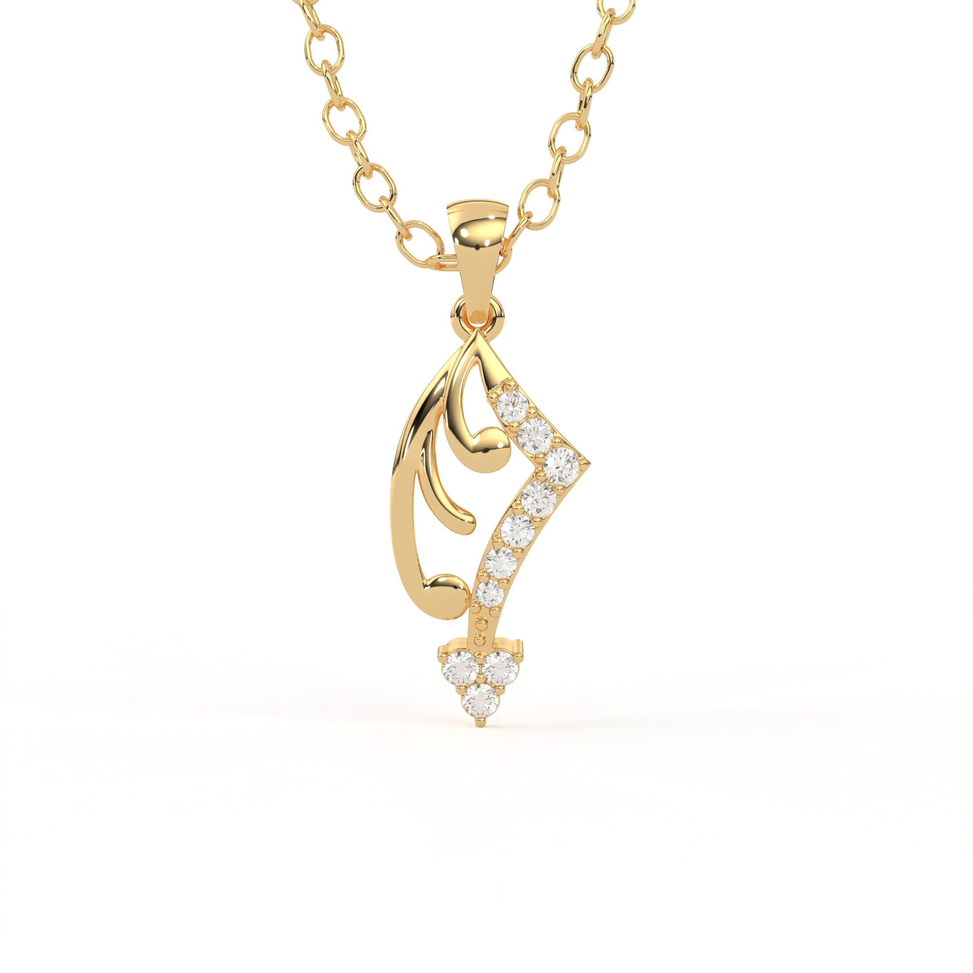 Aarinya Asymmetric Chevron Wave Lab-Grown Diamond Pendant, The Centurion Minimalist Sculpted Openwork Geometric Pendant