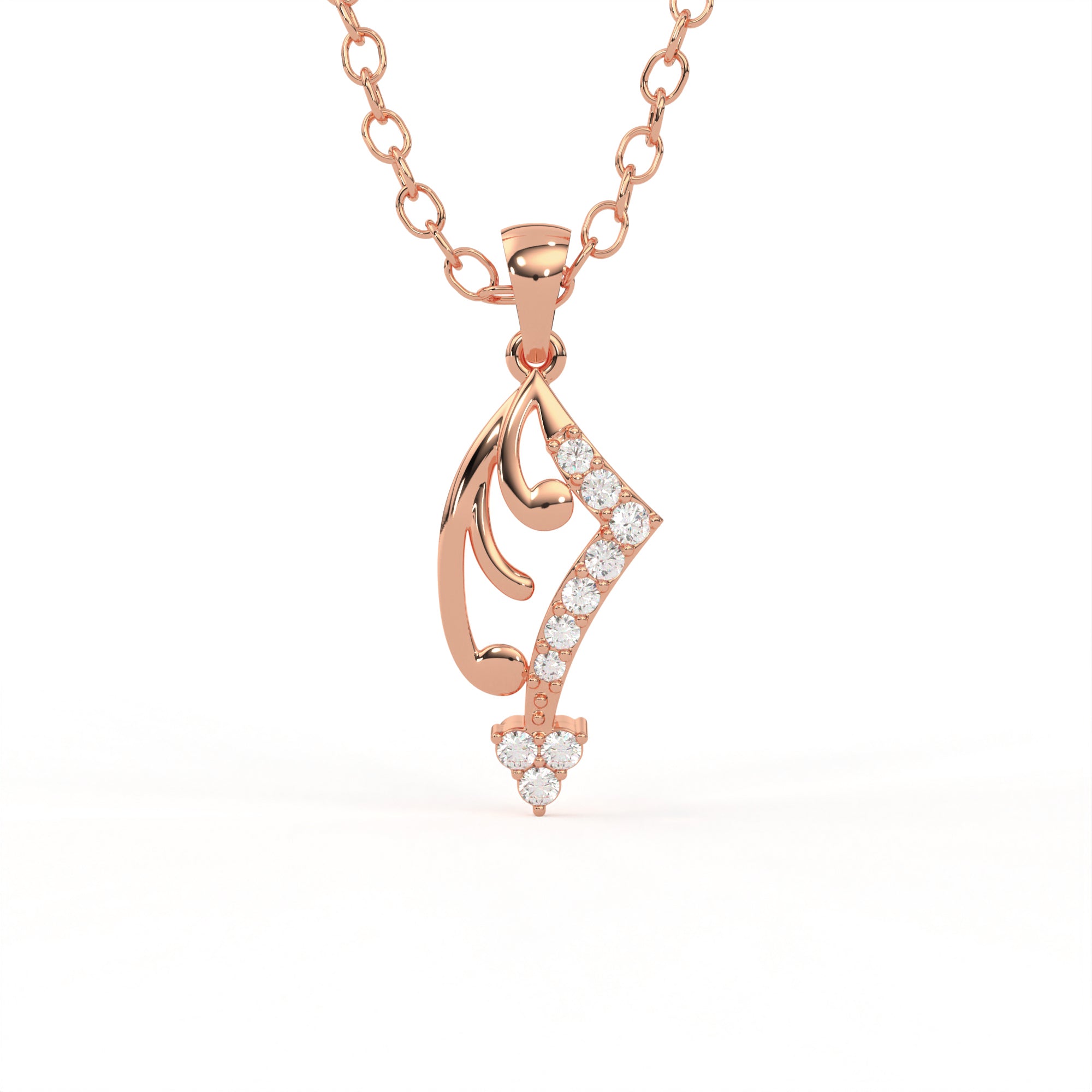 Aarinya Asymmetric Chevron Wave Lab-Grown Diamond Pendant, The Centurion Minimalist Sculpted Openwork Geometric Pendant