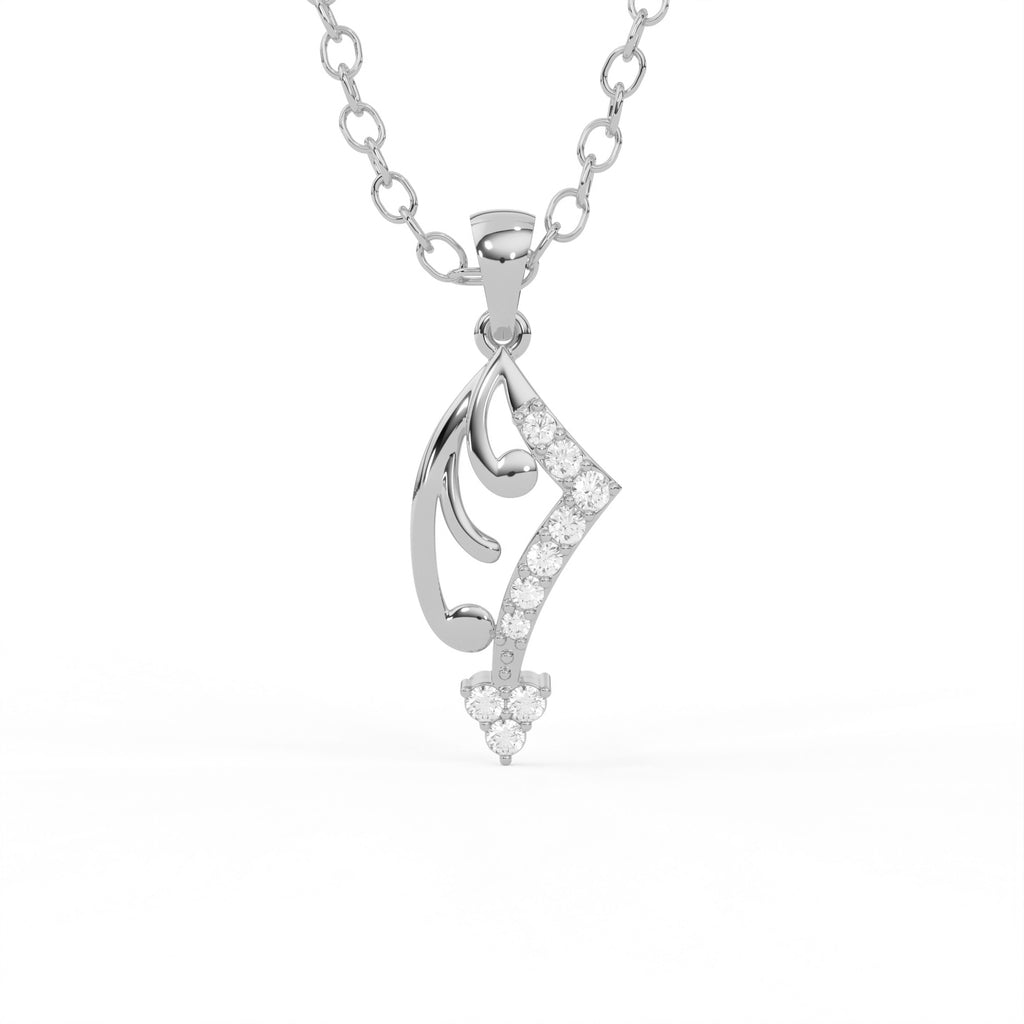Aarinya Asymmetric Chevron Wave Lab-Grown Diamond Pendant, The Centurion Minimalist Sculpted Openwork Geometric Pendant
