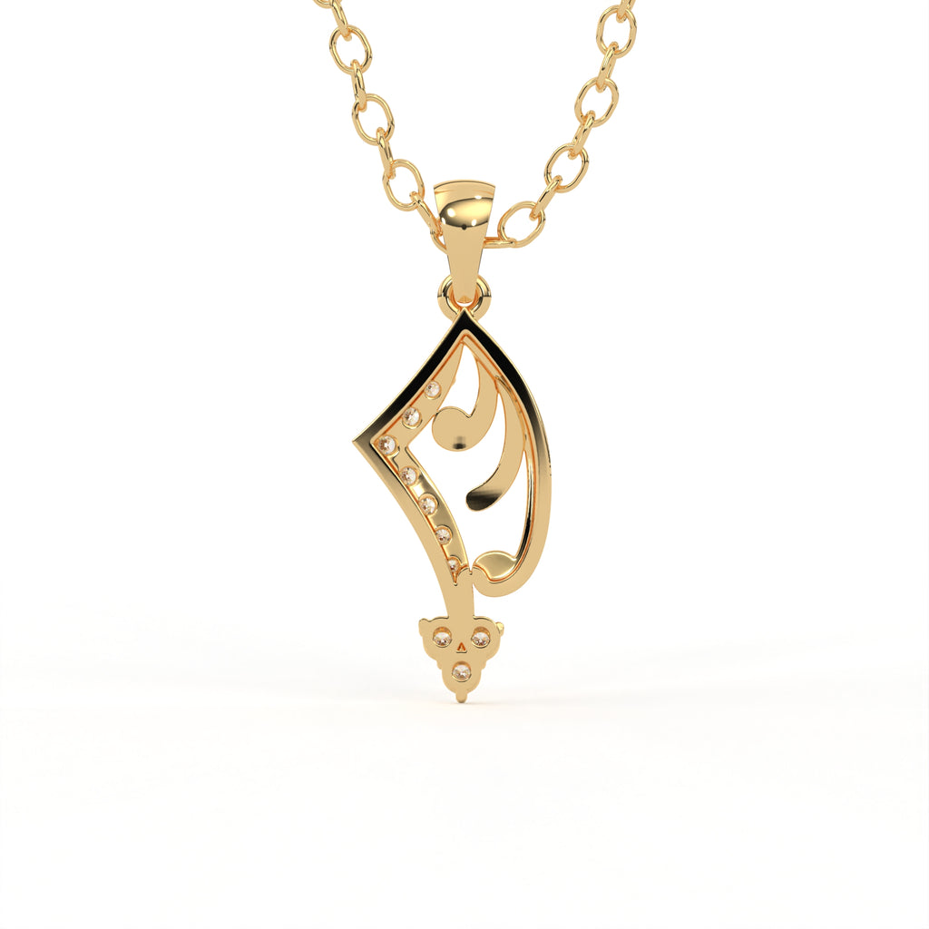 Aarinya Asymmetric Chevron Wave Lab-Grown Diamond Pendant, The Centurion Minimalist Sculpted Openwork Geometric Pendant