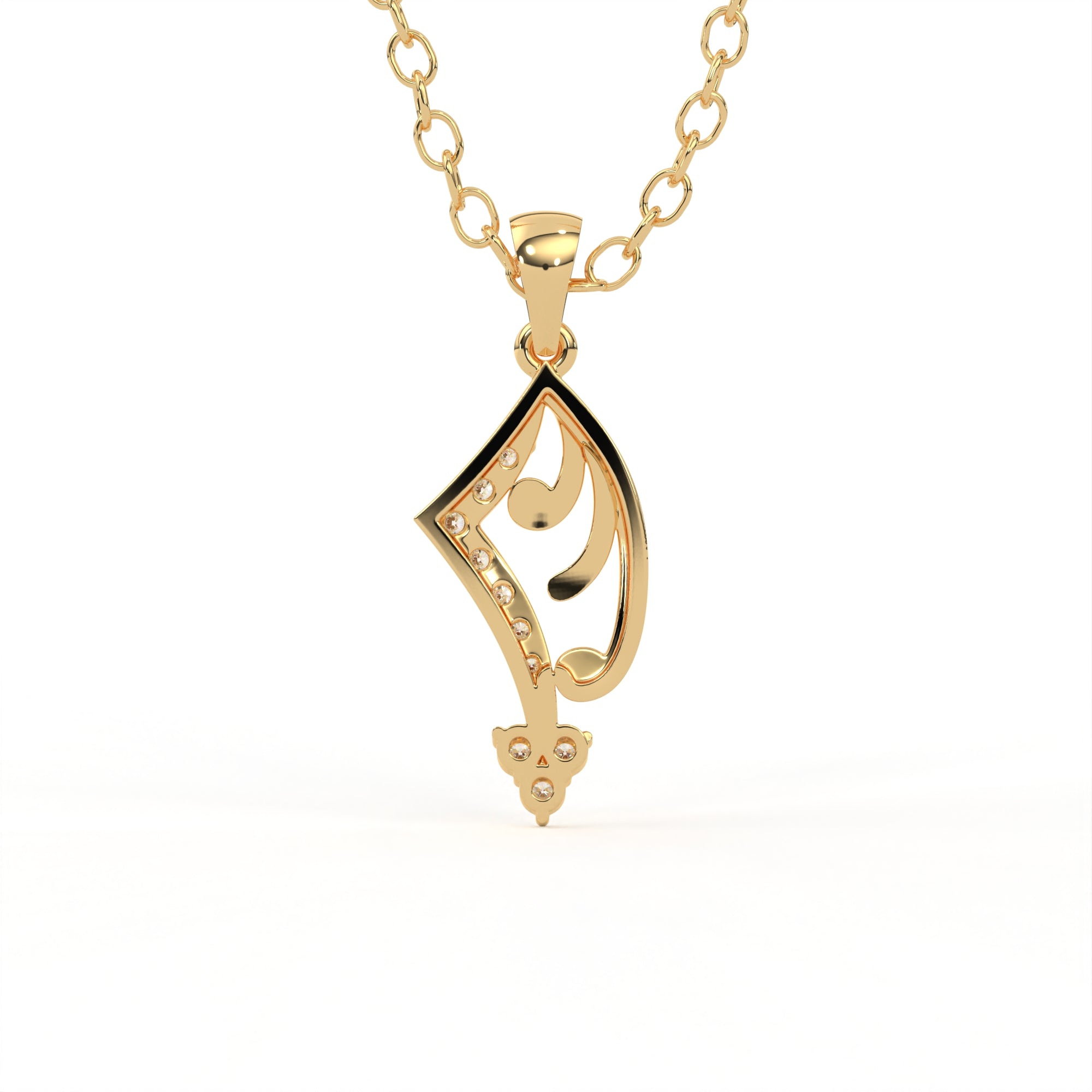 Aarinya Asymmetric Chevron Wave Lab-Grown Diamond Pendant, The Centurion Minimalist Sculpted Openwork Geometric Pendant