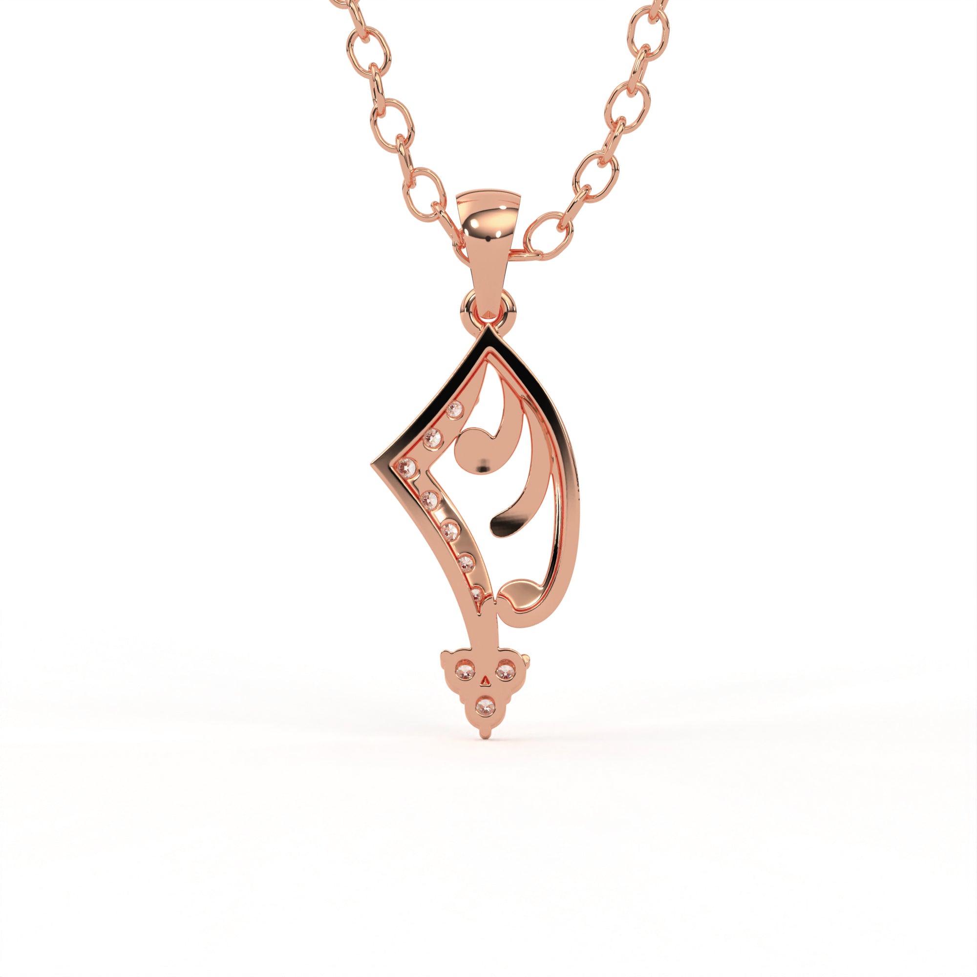 Aarinya Asymmetric Chevron Wave Lab-Grown Diamond Pendant, The Centurion Minimalist Sculpted Openwork Geometric Pendant