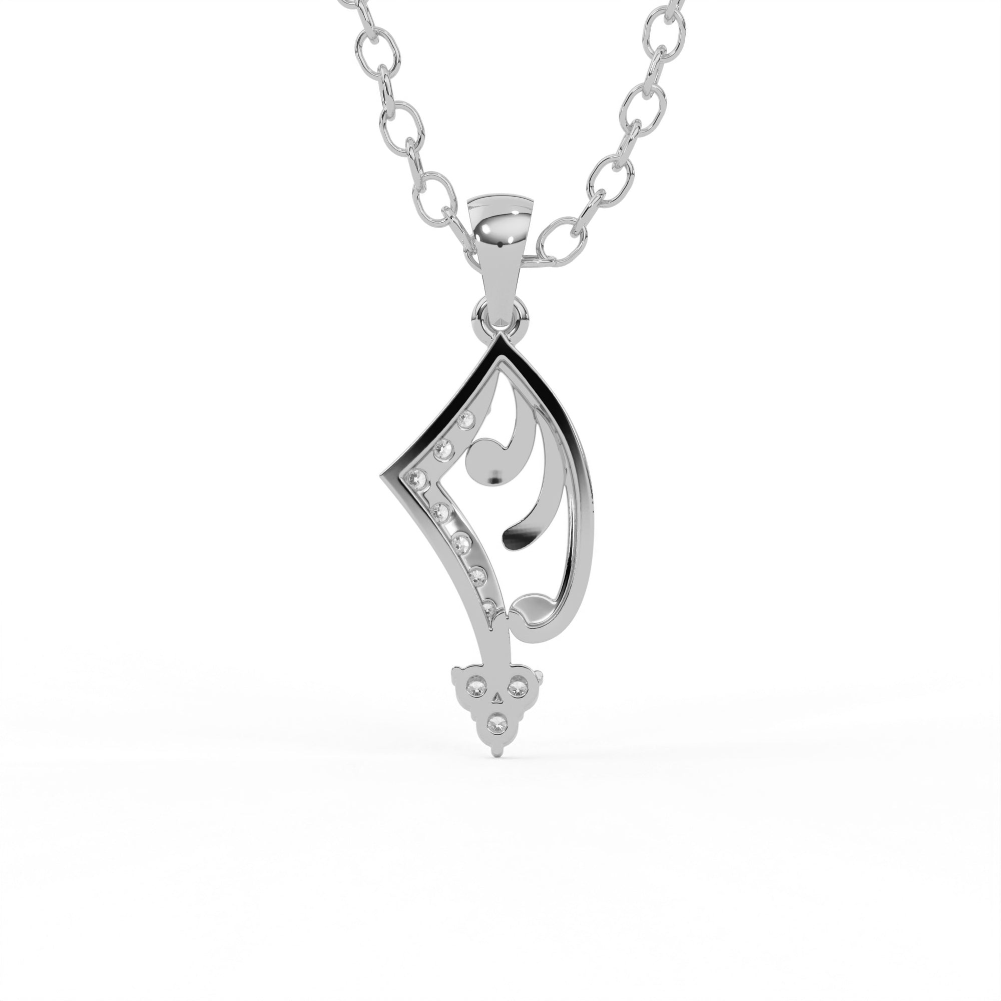 Aarinya Asymmetric Chevron Wave Lab-Grown Diamond Pendant, The Centurion Minimalist Sculpted Openwork Geometric Pendant