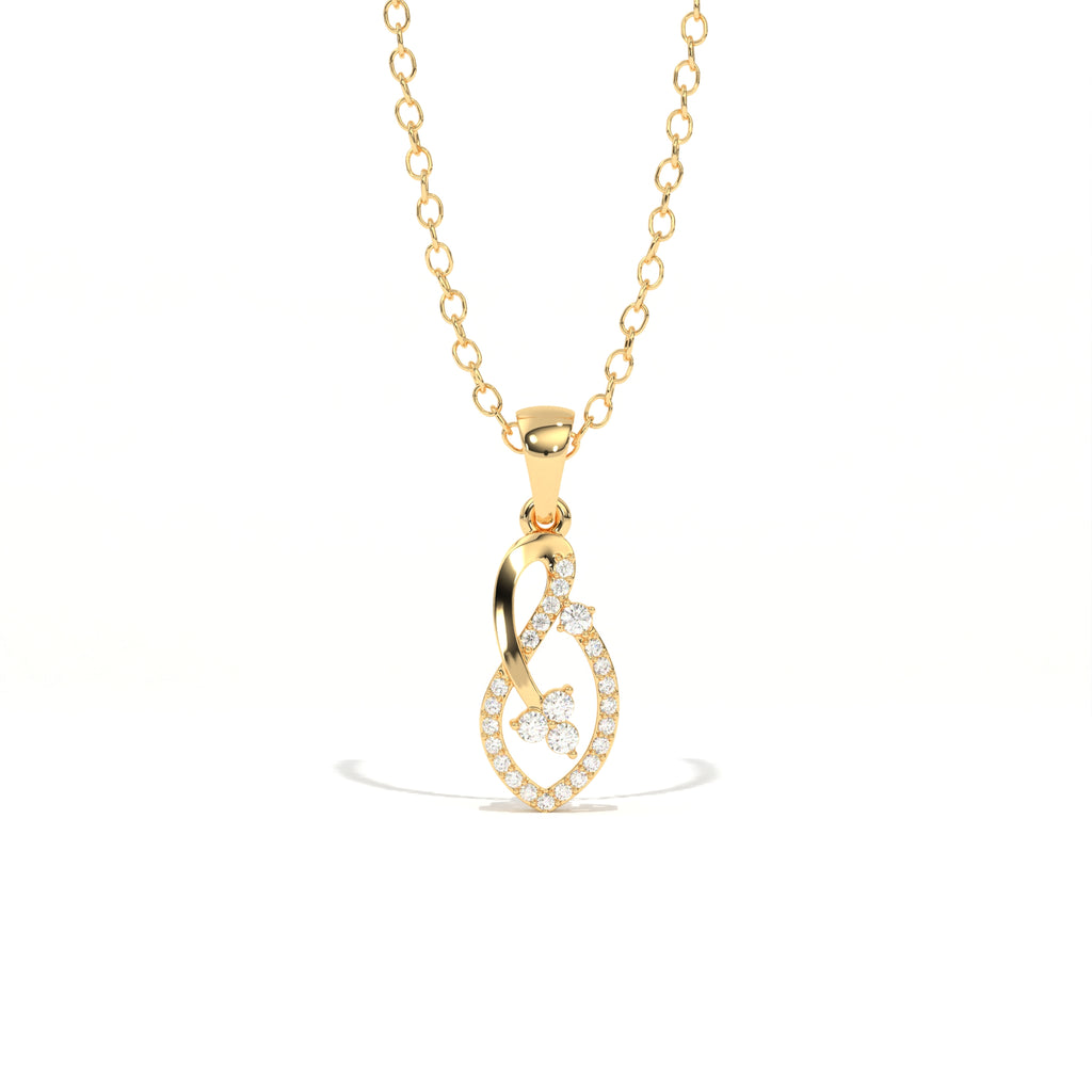 Aarinya Asymmetric Infinity Ribbon Diamond Pendant, The Centurion Minimalist Sculpted Openwork Leaf Pendant