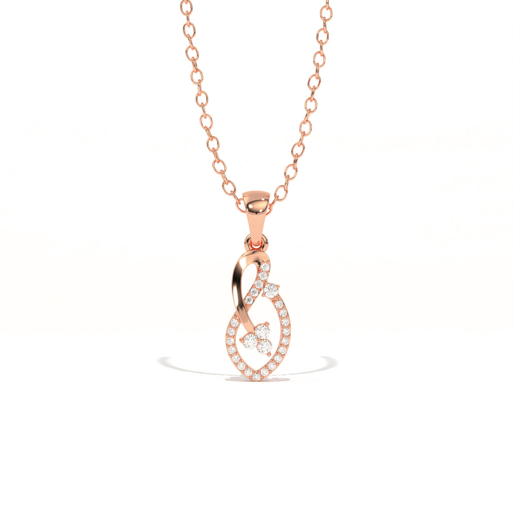 Aarinya Asymmetric Infinity Ribbon Diamond Pendant, The Centurion Minimalist Sculpted Openwork Leaf Pendant