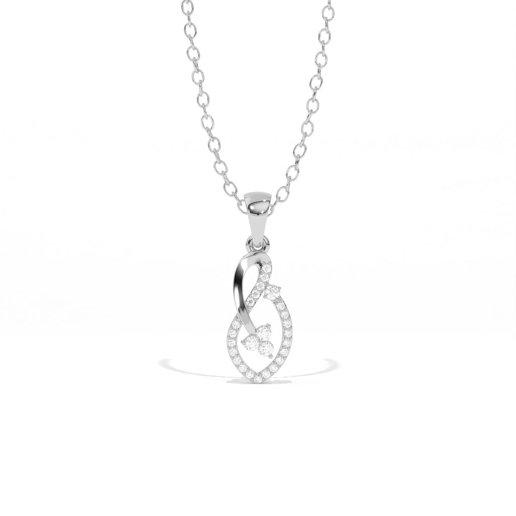 Aarinya Asymmetric Infinity Ribbon Diamond Pendant, The Centurion Minimalist Sculpted Openwork Leaf Pendant