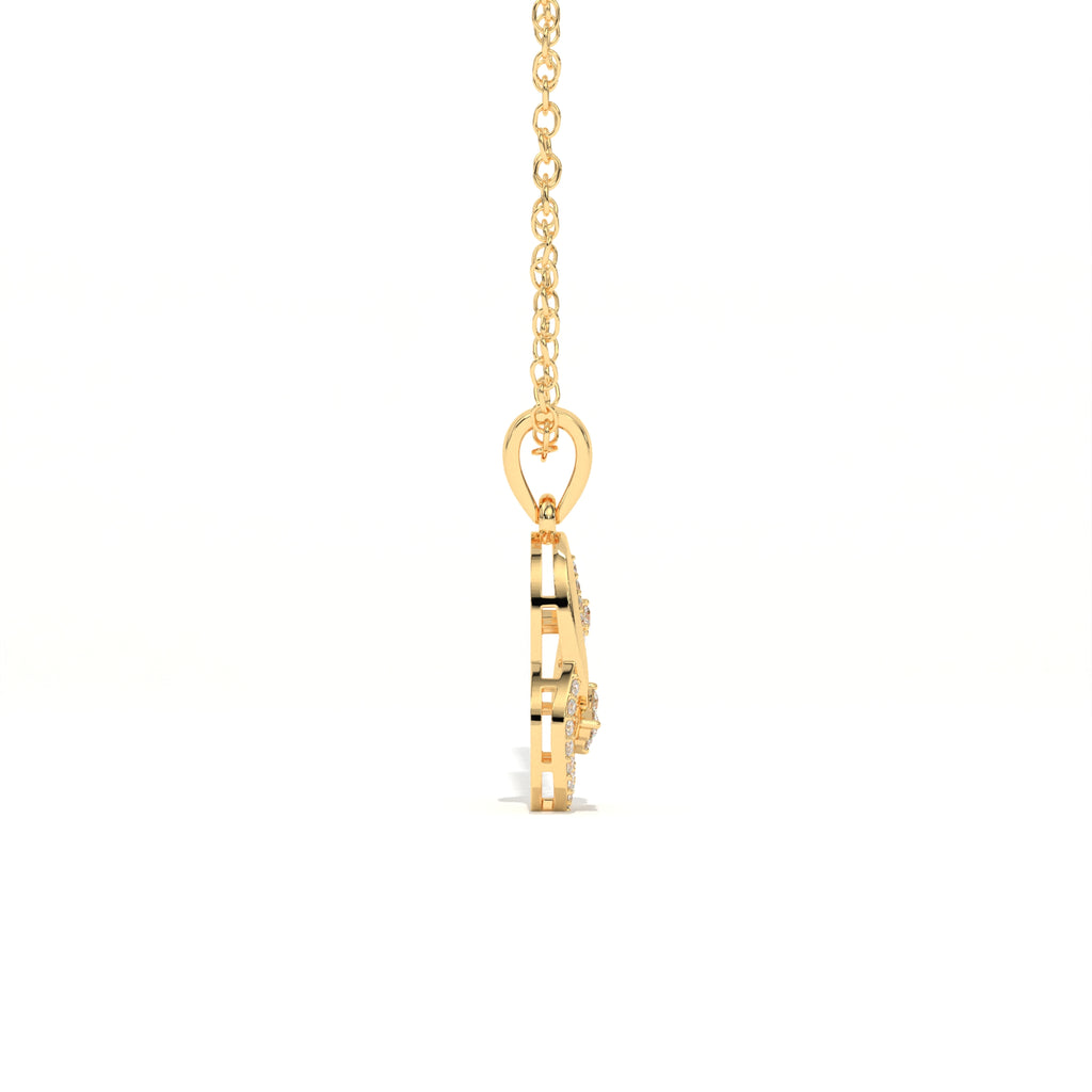 Aarinya Asymmetric Infinity Ribbon Diamond Pendant, The Centurion Minimalist Sculpted Openwork Leaf Pendant
