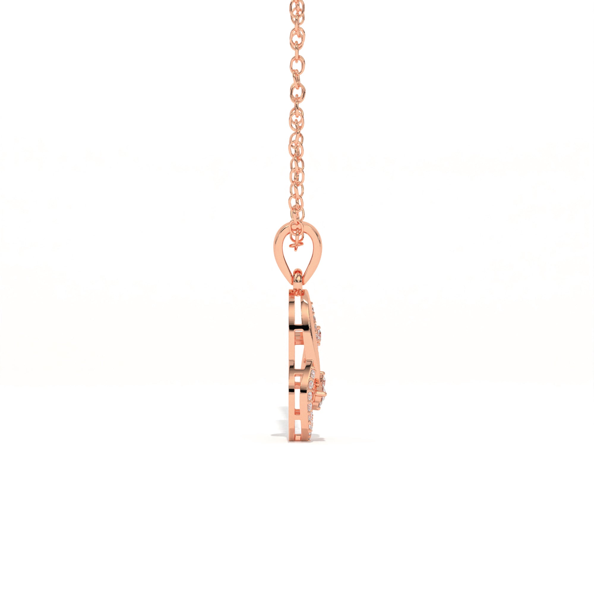 Aarinya Asymmetric Infinity Ribbon Diamond Pendant, The Centurion Minimalist Sculpted Openwork Leaf Pendant