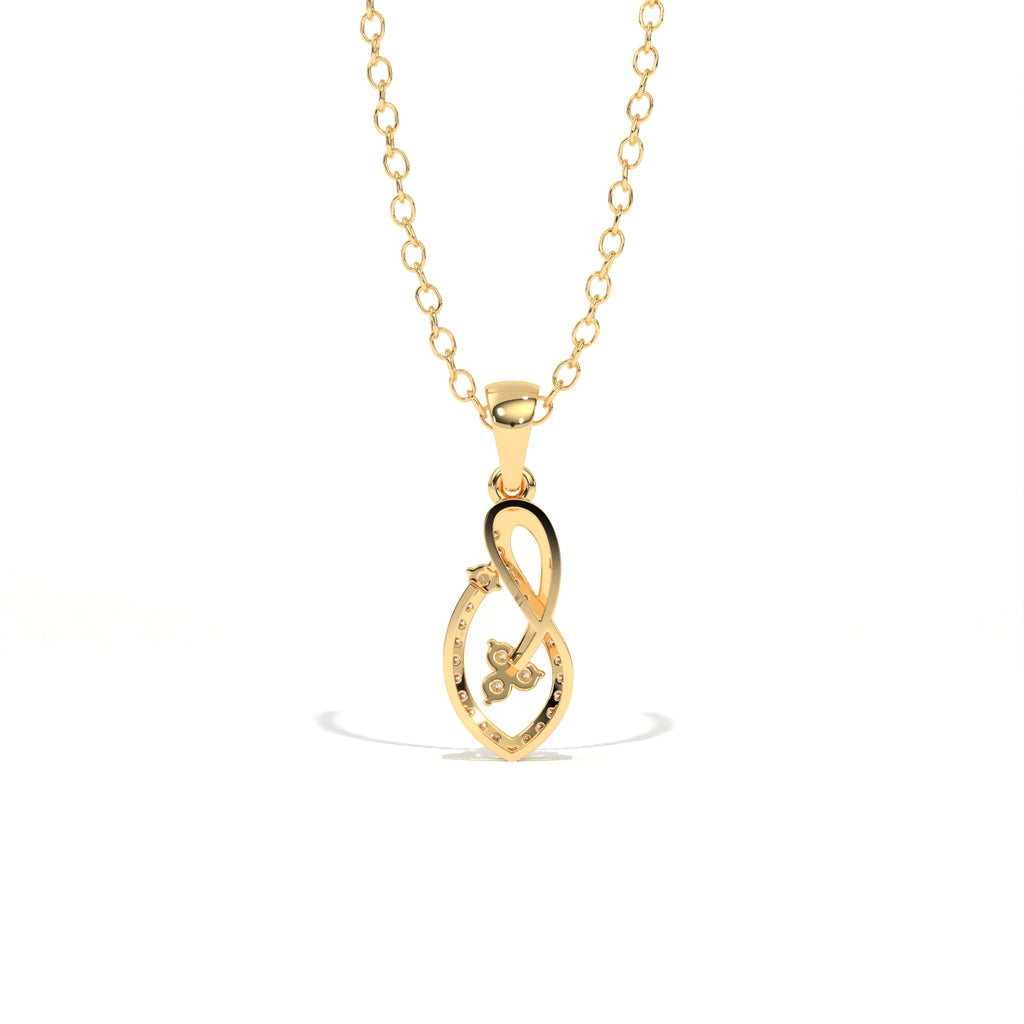 Aarinya Asymmetric Infinity Ribbon Diamond Pendant, The Centurion Minimalist Sculpted Openwork Leaf Pendant
