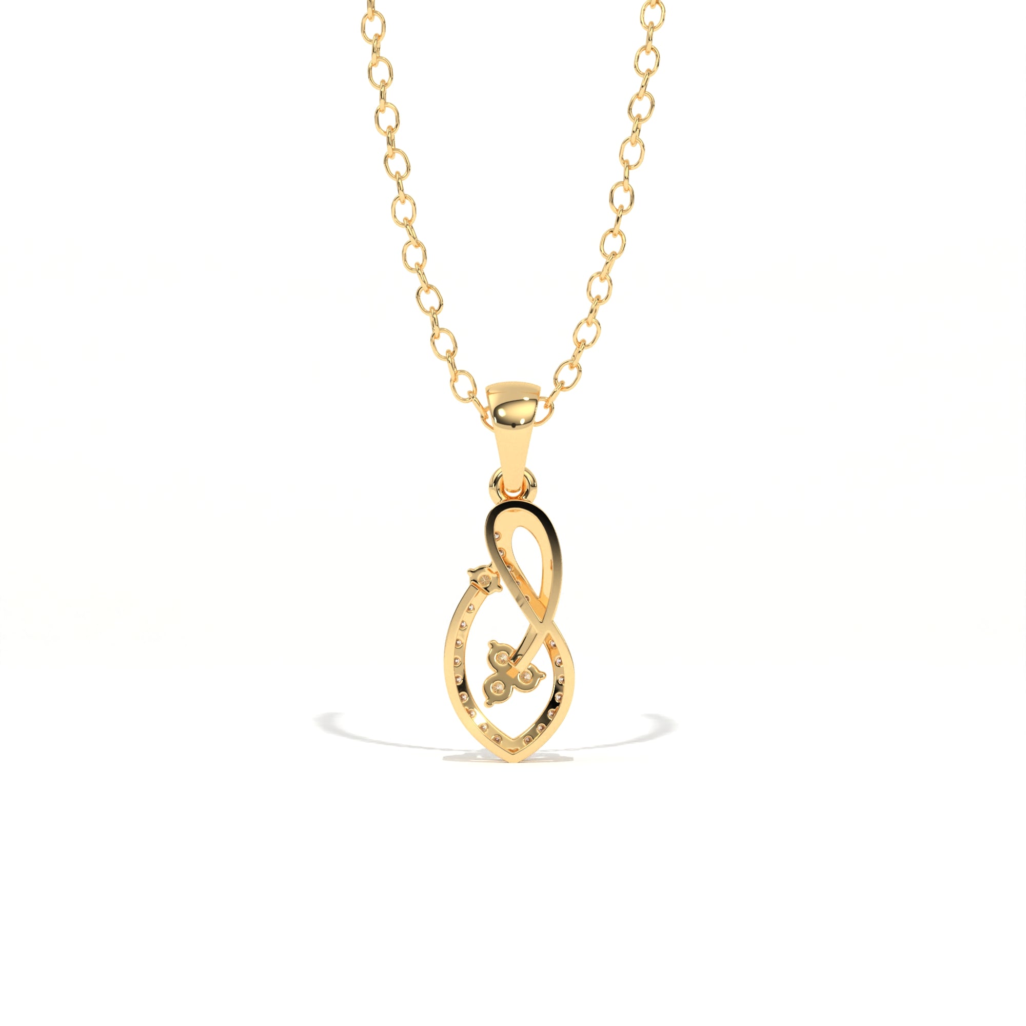 Aarinya Asymmetric Infinity Ribbon Diamond Pendant, The Centurion Minimalist Sculpted Openwork Leaf Pendant