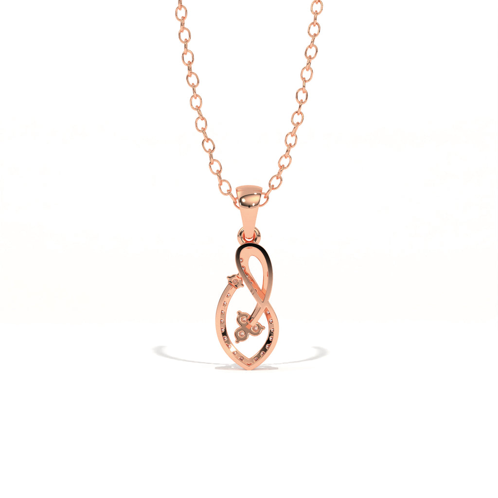 Aarinya Asymmetric Infinity Ribbon Diamond Pendant, The Centurion Minimalist Sculpted Openwork Leaf Pendant