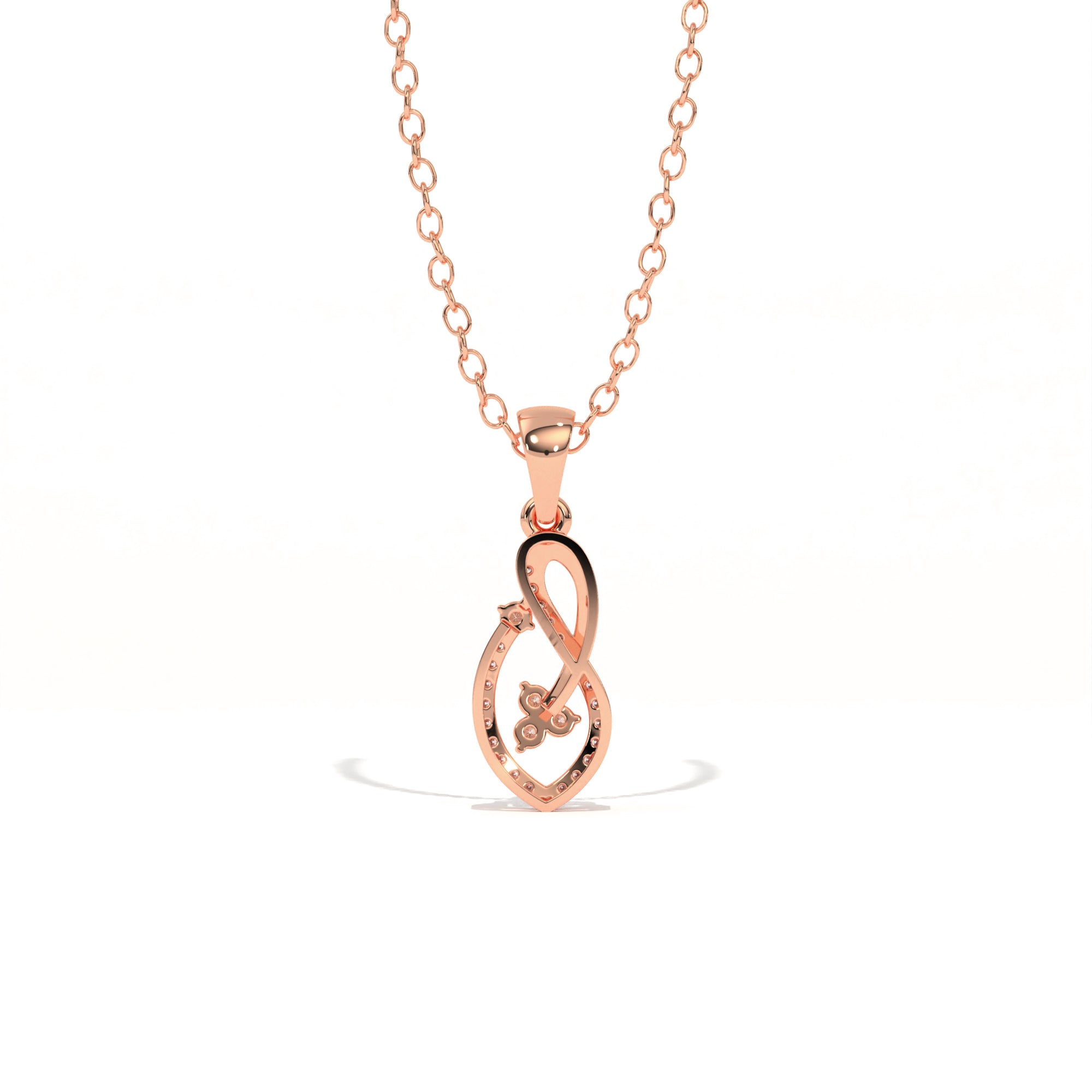 Aarinya Asymmetric Infinity Ribbon Diamond Pendant, The Centurion Minimalist Sculpted Openwork Leaf Pendant