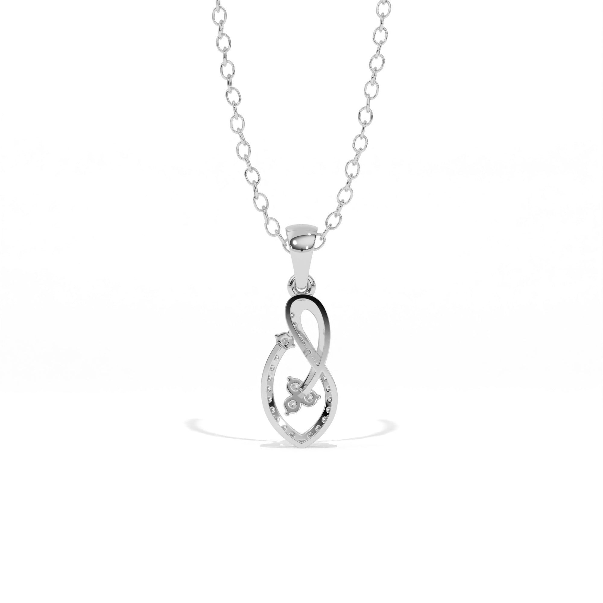 Aarinya Asymmetric Infinity Ribbon Diamond Pendant, The Centurion Minimalist Sculpted Openwork Leaf Pendant