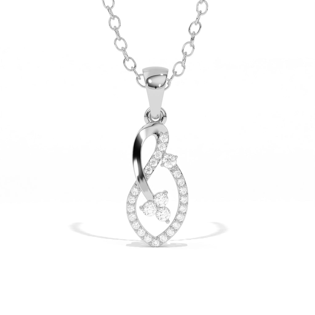 Aarinya Asymmetric Infinity Ribbon Diamond Pendant, The Centurion Minimalist Sculpted Openwork Leaf Pendant
