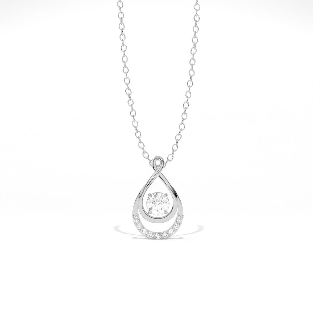 Aarinya Floating Lab-Grown Diamond Crescent Pendant, Lab Grown Diamond Infinity Twist Teardrop Charm