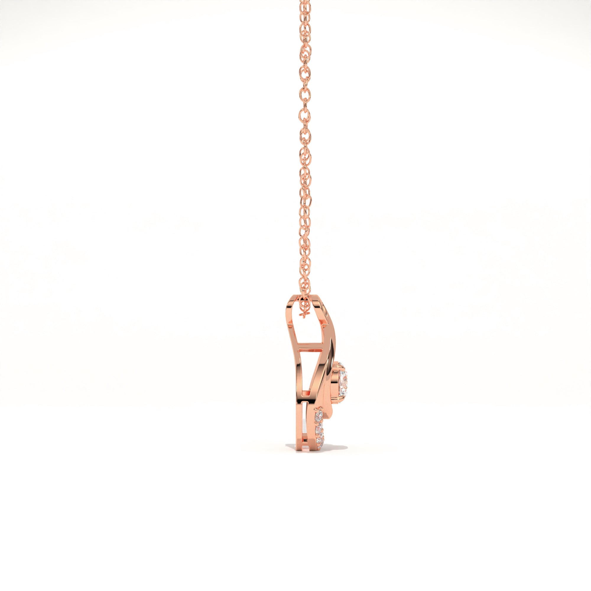 Aarinya Floating Lab-Grown Diamond Crescent Pendant, Lab Grown Diamond Infinity Twist Teardrop Charm