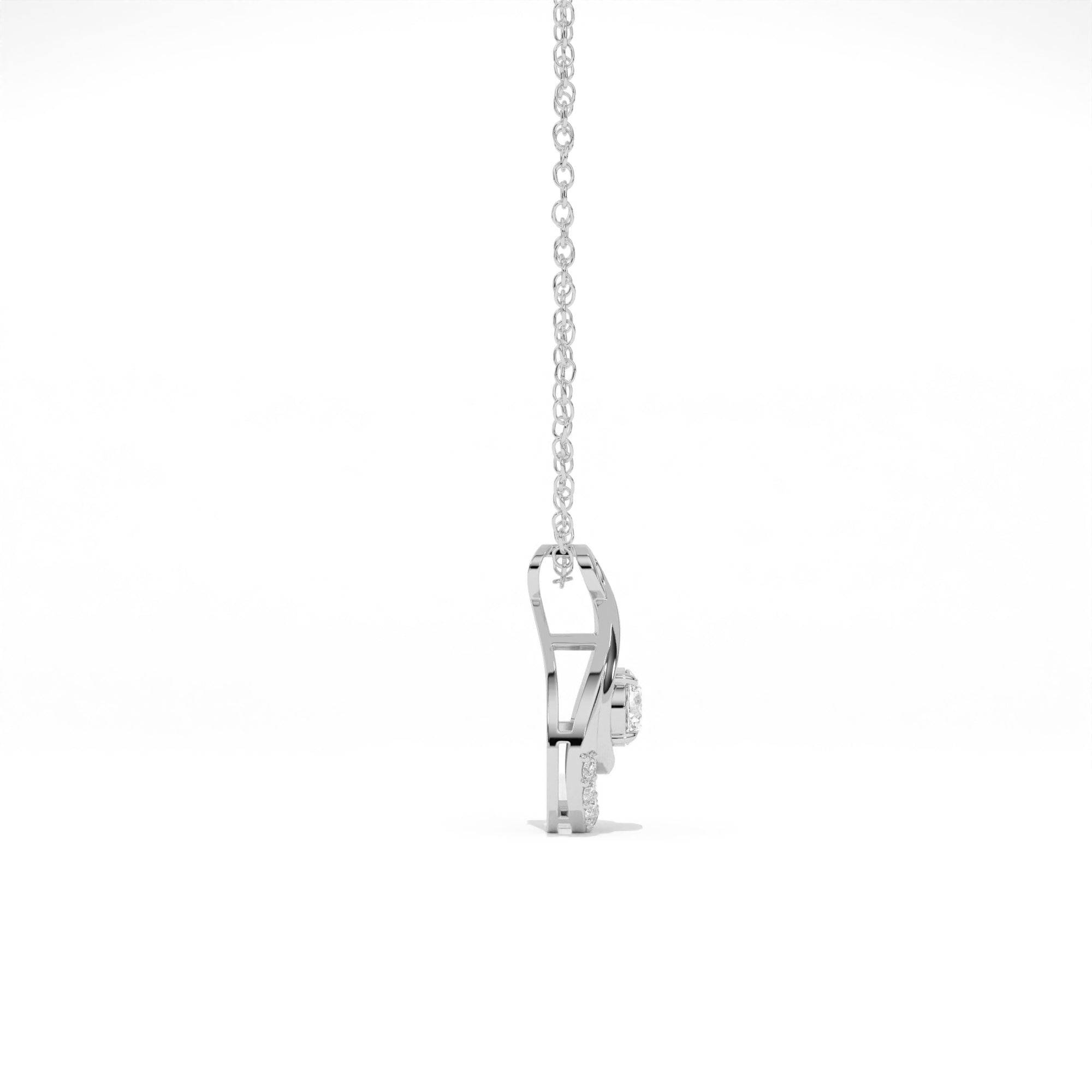 Aarinya Floating Lab-Grown Diamond Crescent Pendant, Lab Grown Diamond Infinity Twist Teardrop Charm