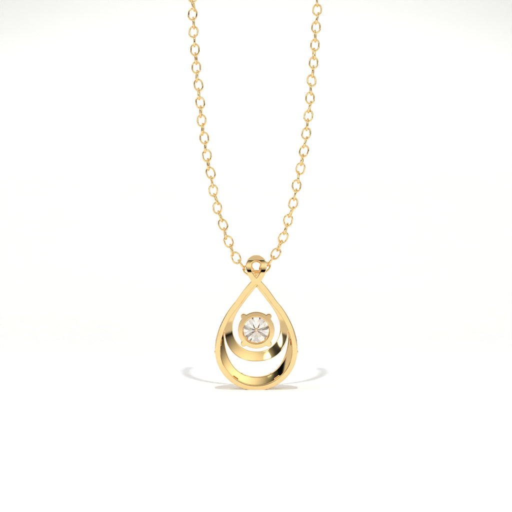 Aarinya Floating Lab-Grown Diamond Crescent Pendant, Lab Grown Diamond Infinity Twist Teardrop Charm