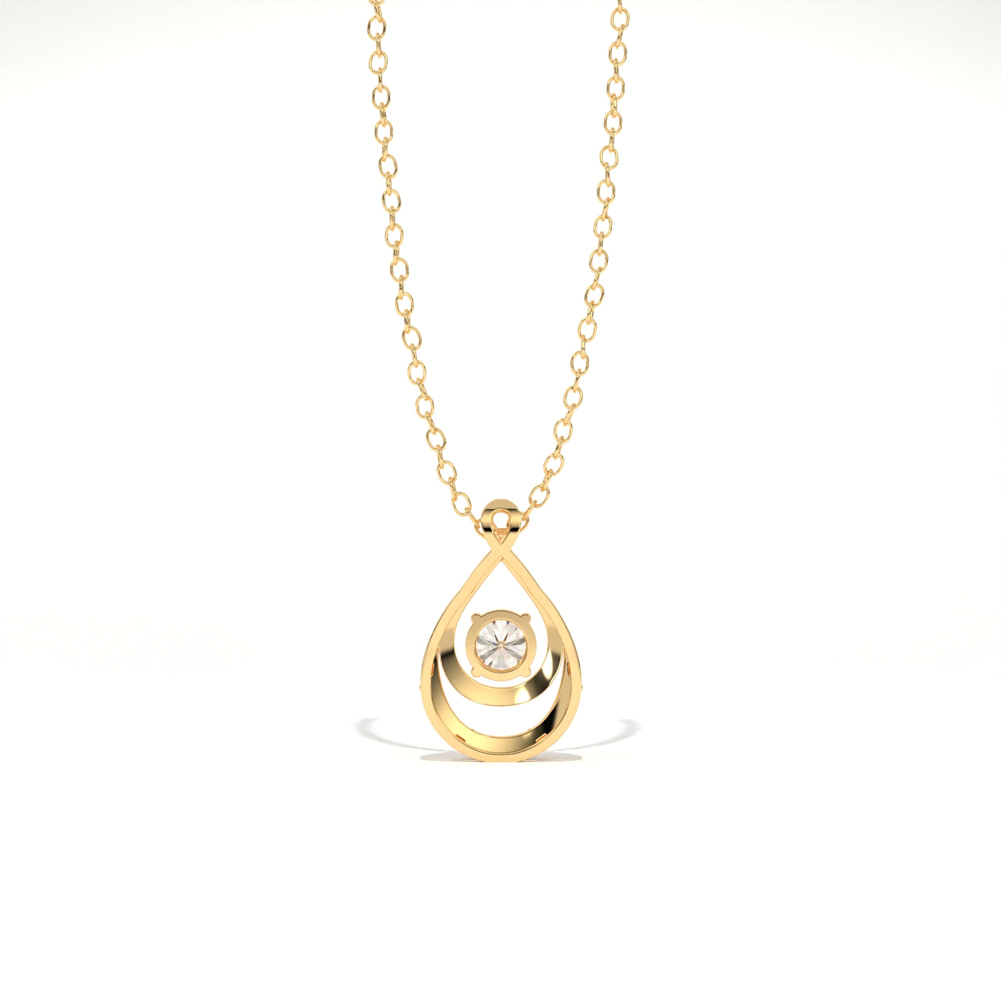 Aarinya Floating Lab-Grown Diamond Crescent Pendant, Lab Grown Diamond Infinity Twist Teardrop Charm