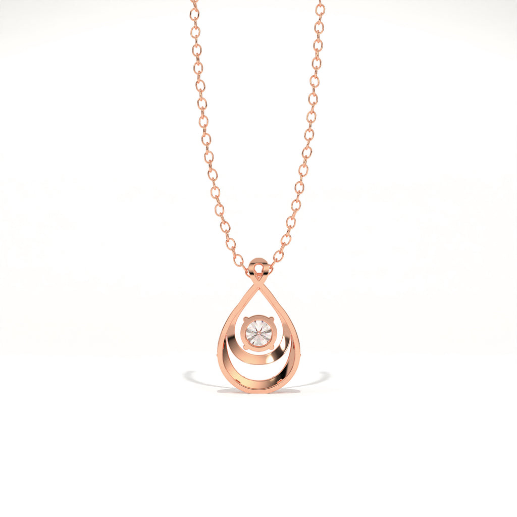 Aarinya Floating Lab-Grown Diamond Crescent Pendant, Lab Grown Diamond Infinity Twist Teardrop Charm