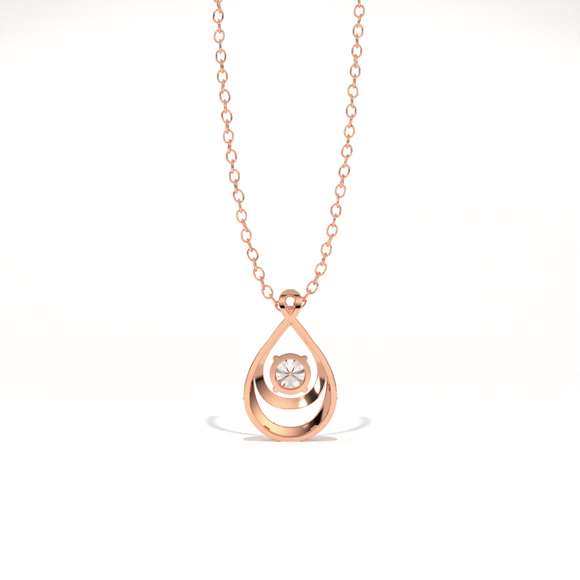 Aarinya Floating Lab-Grown Diamond Crescent Pendant, Lab Grown Diamond Infinity Twist Teardrop Charm