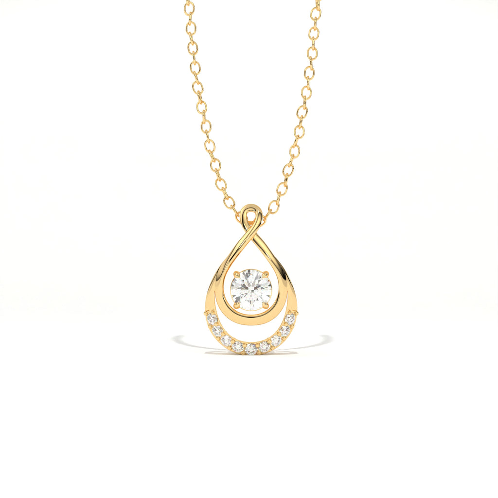 Aarinya Floating Lab-Grown Diamond Crescent Pendant, Lab Grown Diamond Infinity Twist Teardrop Charm