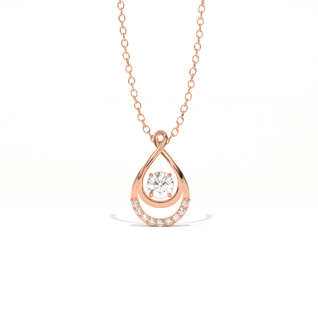 Aarinya Floating Lab-Grown Diamond Crescent Pendant, Lab Grown Diamond Infinity Twist Teardrop Charm